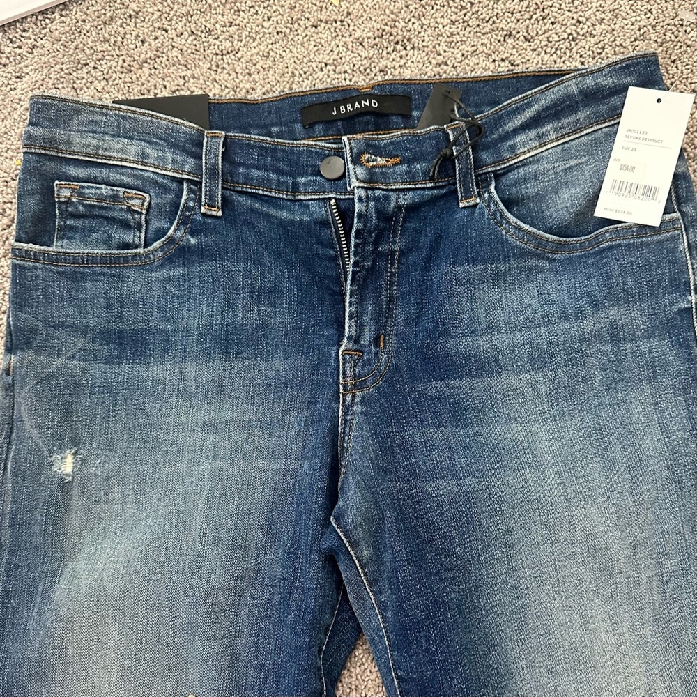 NWT J Brand Sadey Revoke Destruct Mid Rise Crop 29 Slim Straight Jeans - Picture 5 of 15
